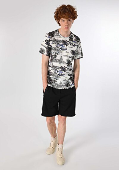 اعرض التفاصيل لـ   رقبة مستديرة مطبوعة رجالي متعدد الألوان كم قصير تي شيرت