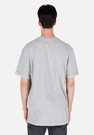 صورة من كومفورت فيت رقبة مستديرة مستقيم رجالي رمادي كم قصير تي شيرت