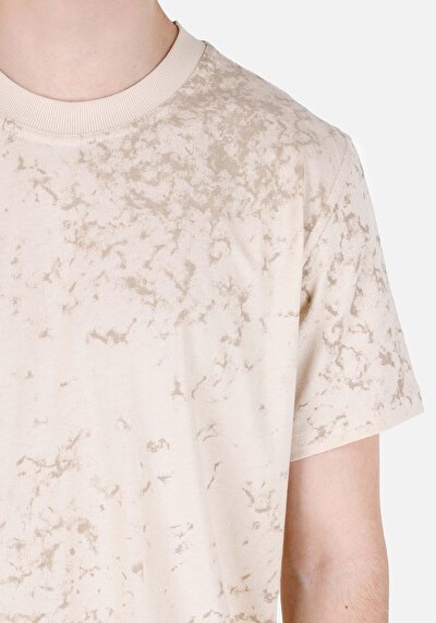 اعرض التفاصيل لـ   رقبة مستديرة مطبوعة رجالي بيج كم قصير تي شيرت