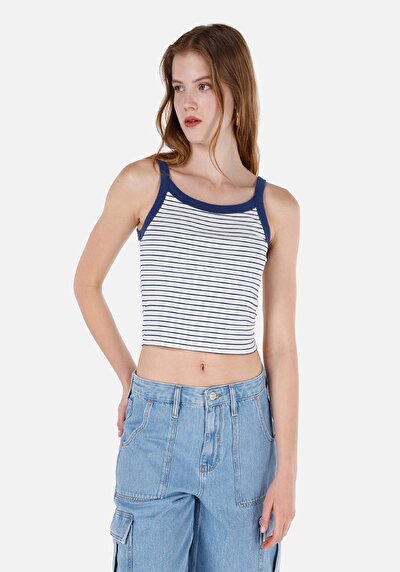 صورة من سليم فيت نسائي بلوزة دبابة باللون الأزرق الداكن