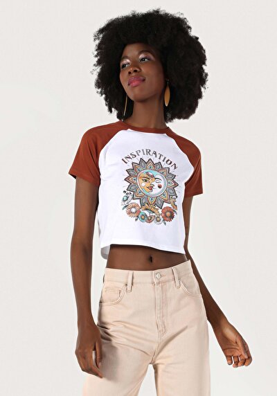 اعرض التفاصيل لـ ضيق قصة رقبة مستديرة نسائي أبيض كم قصير تي شيرت