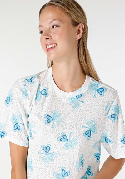 اعرض التفاصيل لـ   رقبة مستديرة نسائي أبيض بأكمام قصيرة تي شيرت