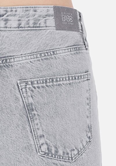 اعرض التفاصيل لـ   ارتفاع الخصر ساق واسعة الجينز الرمادي للنساء