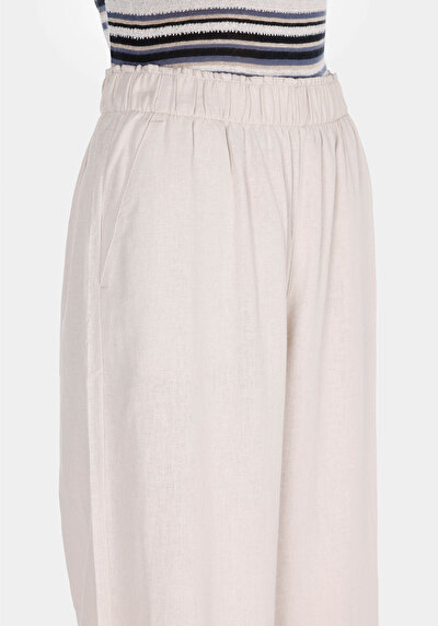 اعرض التفاصيل لـ عادي مناسب بخصر عالي ساق واسعة بنطلون بيج نسائي