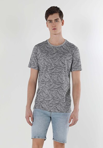 اعرض التفاصيل لـ رمادي للرجال تي شيرت بأكمام قصيرة