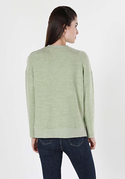 اعرض التفاصيل لـ   رقبة مستديرة مستقيم نسائي أخضر كم طويل تي شيرت