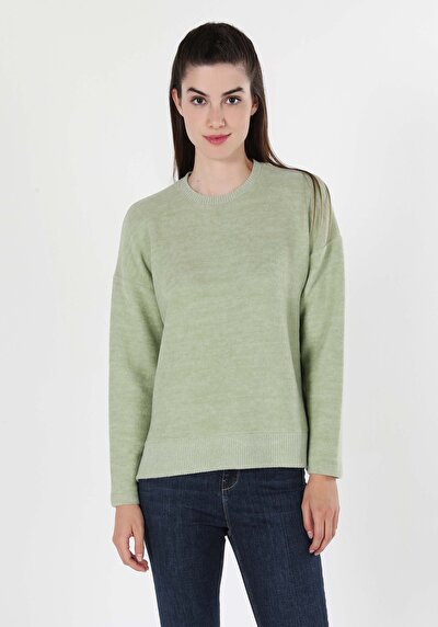 اعرض التفاصيل لـ   رقبة مستديرة مستقيم نسائي أخضر كم طويل تي شيرت