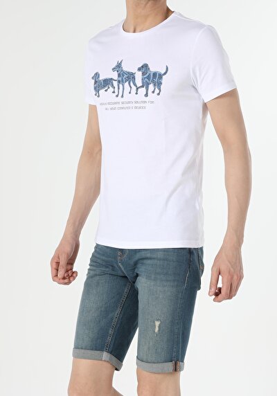 صورة من أبيض للرجال تي شيرت بأكمام قصيرة