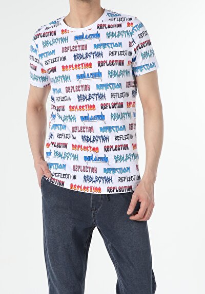 صورة من أبيض للرجال تي شيرت بأكمام قصيرة