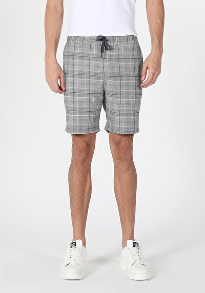 اعرض التفاصيل لـ شورت رجالي أزرق منقوش متوسط الخصر العادي