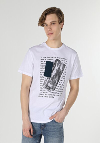 صورة من أبيض للرجال تي شيرت بأكمام قصيرة