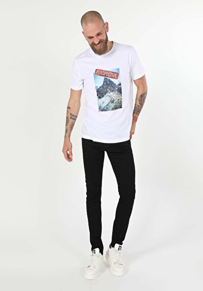 اعرض التفاصيل لـ عادي قصة رقبة مستديرة رجالي أبيض كم قصير تي شيرت