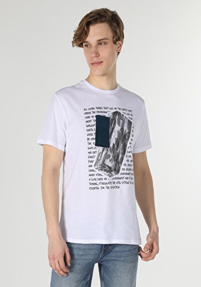 اعرض التفاصيل لـ أبيض للرجال تي شيرت بأكمام قصيرة