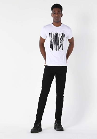 صورة من أبيض للرجال تي شيرت بأكمام قصيرة