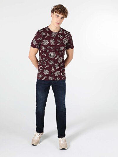 اعرض التفاصيل لـ أرجواني للرجال تي شيرت بأكمام قصيرة