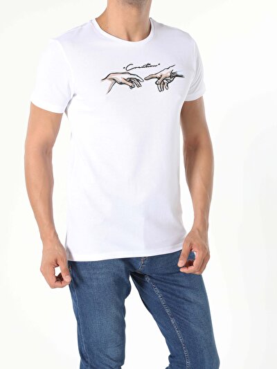 صورة من أبيض للرجال تي شيرت بأكمام قصيرة