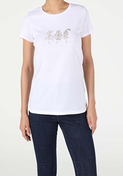 اعرض التفاصيل لـ أبيض للنساء تي شيرت بأكمام قصيرة