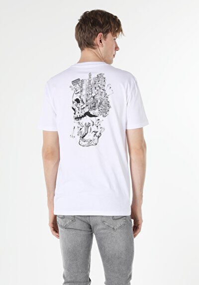 صورة من أبيض للرجال تي شيرت بأكمام قصيرة