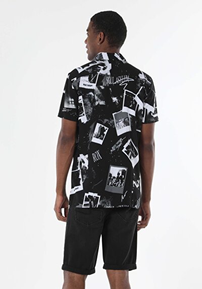 صورة من أسود للرجال قميص كم قصير