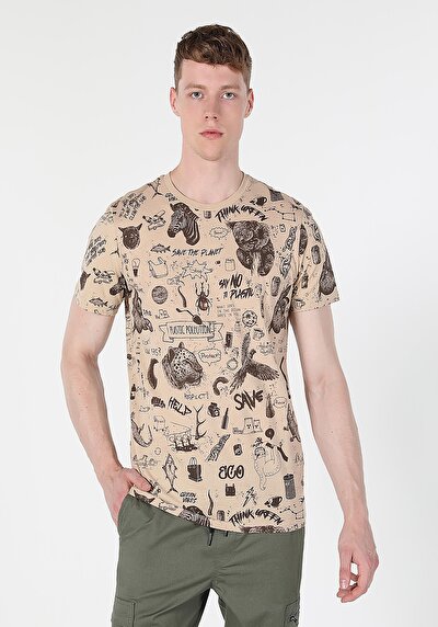 صورة من بيج للرجال تي شيرت بأكمام قصيرة