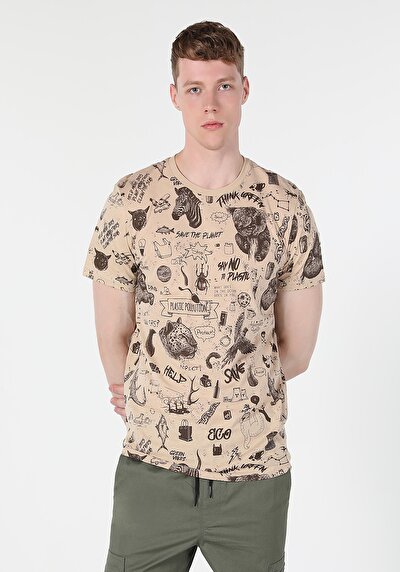 صورة من بيج للرجال تي شيرت بأكمام قصيرة