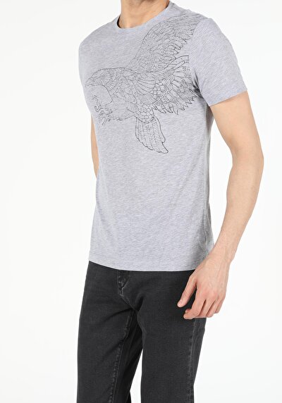 صورة من رمادي للرجال تي شيرت بأكمام قصيرة