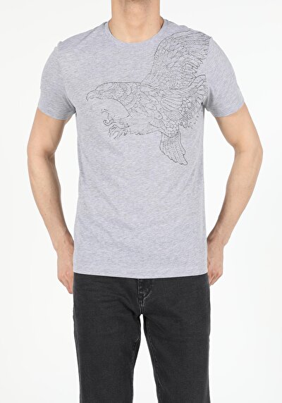 اعرض التفاصيل لـ رمادي للرجال تي شيرت بأكمام قصيرة