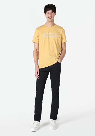 صورة من   رقبة مستديرة مستقيم رجالي ساري كم قصير تي شيرت