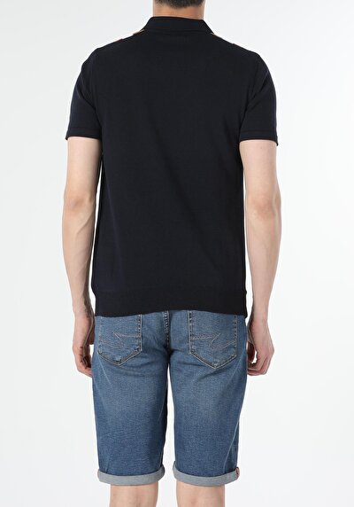 اعرض التفاصيل لـ أزرق بحري للرجال قميص بولو  كم قصير