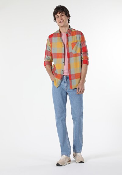 صورة من متعدد الألوان للرجال قميص  كم طويل