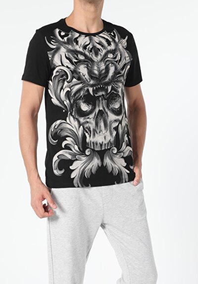 صورة من أسود للرجال تي شيرت بأكمام قصيرة