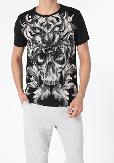 صورة من أسود للرجال تي شيرت بأكمام قصيرة