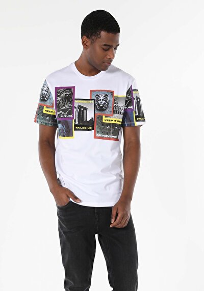 اعرض التفاصيل لـ أبيض للرجال تي شيرت بأكمام قصيرة