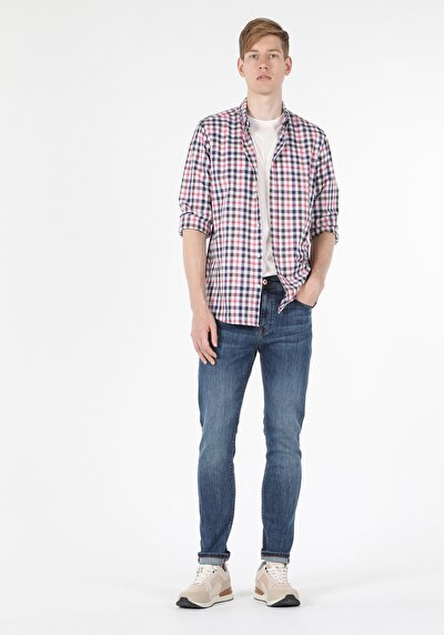 صورة من قميص عادي رقبة رجالي متعدد الألوان كم طويل قميص