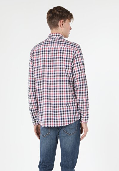 اعرض التفاصيل لـ قميص عادي رقبة رجالي متعدد الألوان كم طويل قميص