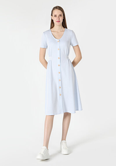 صورة من أزرق للنساء فستان