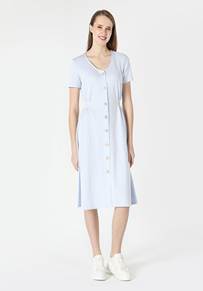 صورة من أزرق للنساء فستان