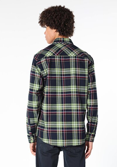 اعرض التفاصيل لـ أخضر للرجال قميص  كم طويل