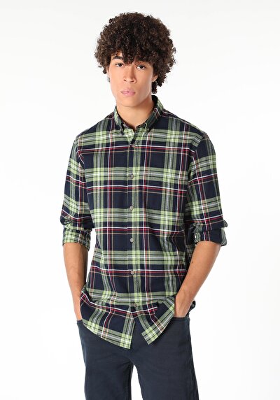 اعرض التفاصيل لـ أخضر للرجال قميص  كم طويل