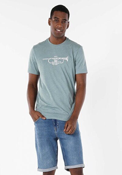 اعرض التفاصيل لـ أخضر للرجال تي شيرت بأكمام قصيرة