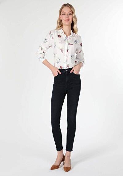 صورة من متعدد الألوان للنساء قميص  كم طويل