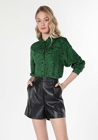 صورة من متعدد الألوان للنساء قميص كم طويل