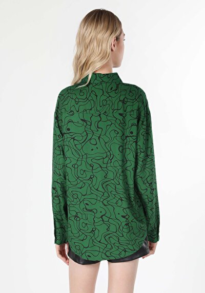 صورة من متعدد الألوان للنساء قميص كم طويل