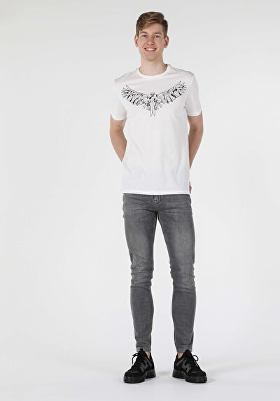 صورة من أبيض للرجال تي شيرت بأكمام قصيرة