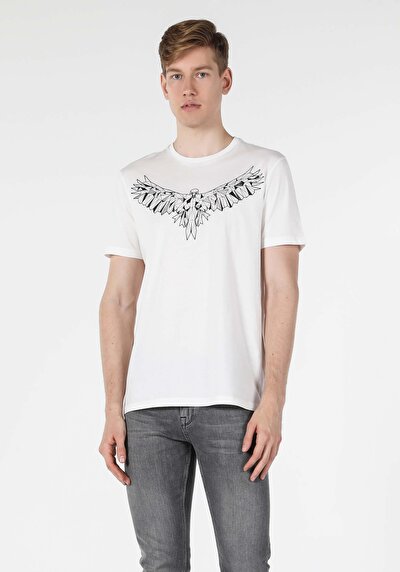 اعرض التفاصيل لـ أبيض للرجال تي شيرت بأكمام قصيرة