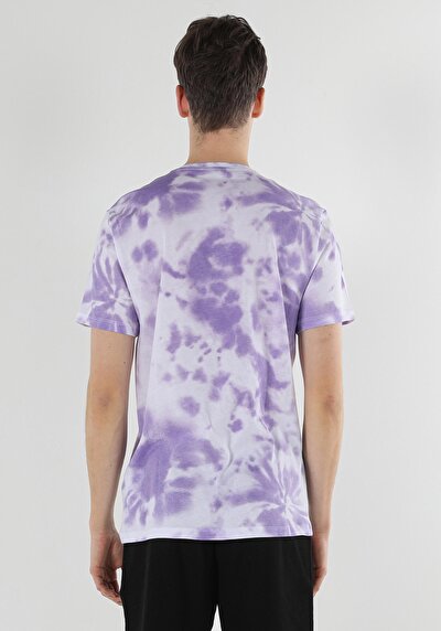 اعرض التفاصيل لـ كومفورت فيت رقبة مستديرة مطبوعة رجالي أرجواني كم قصير تي شيرت