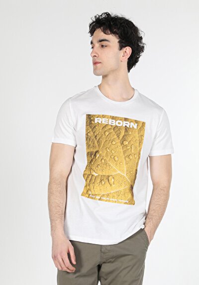 اعرض التفاصيل لـ أبيض للرجال تي شيرت بأكمام قصيرة