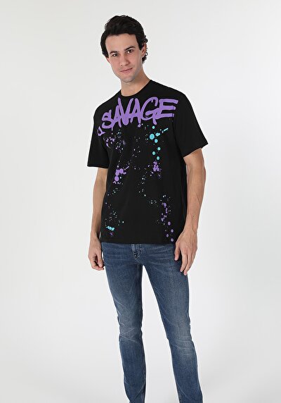 صورة من أسود للرجال تي شيرت بأكمام قصيرة