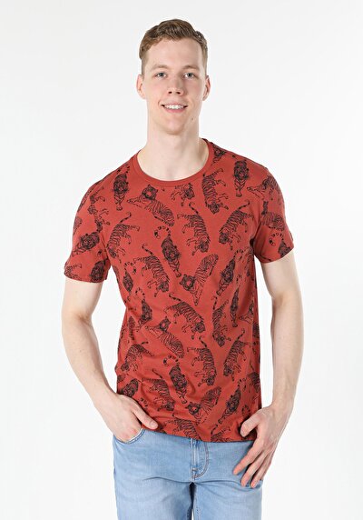 صورة من بني للرجال تي شيرت بأكمام قصيرة