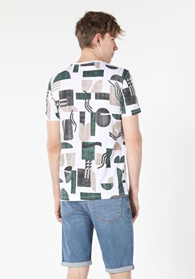 صورة من أبيض للرجال تي شيرت بأكمام قصيرة